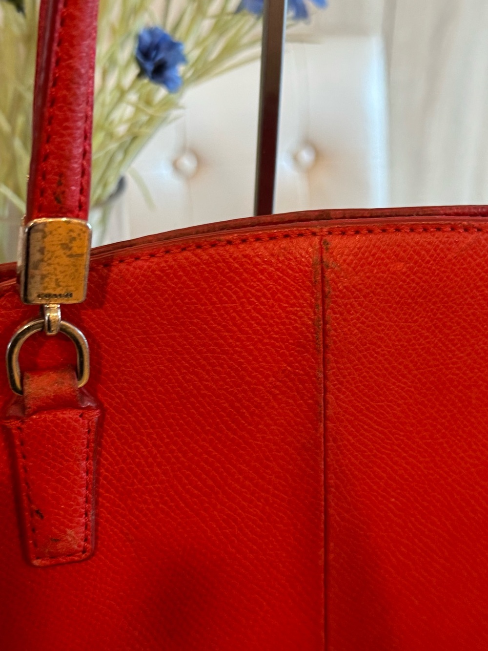 Coach Minetta Leather Crossbody Satchel Tote Bag-HARD TO FIND Cardinal Red! - Picture 14 of 16